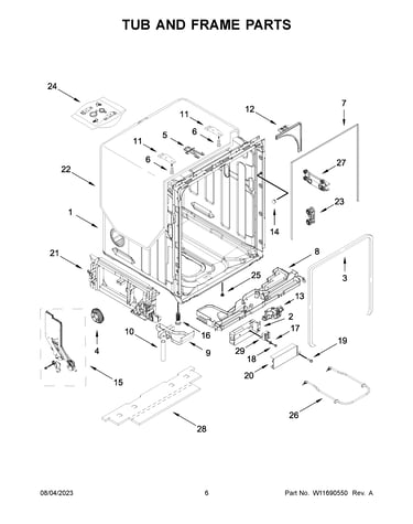 Tub and frame parts