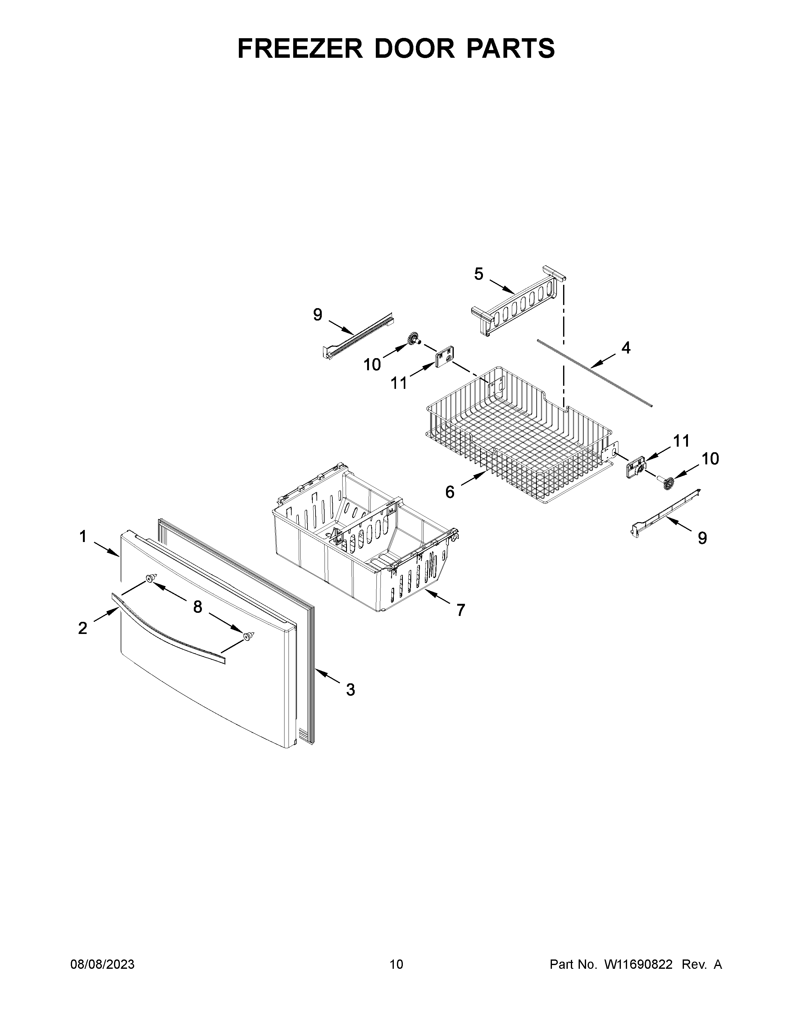 Freezer door parts