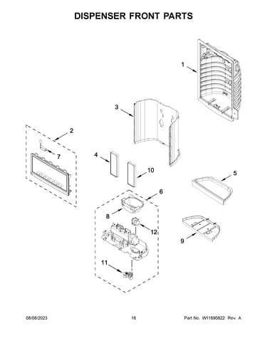 Dispenser front parts