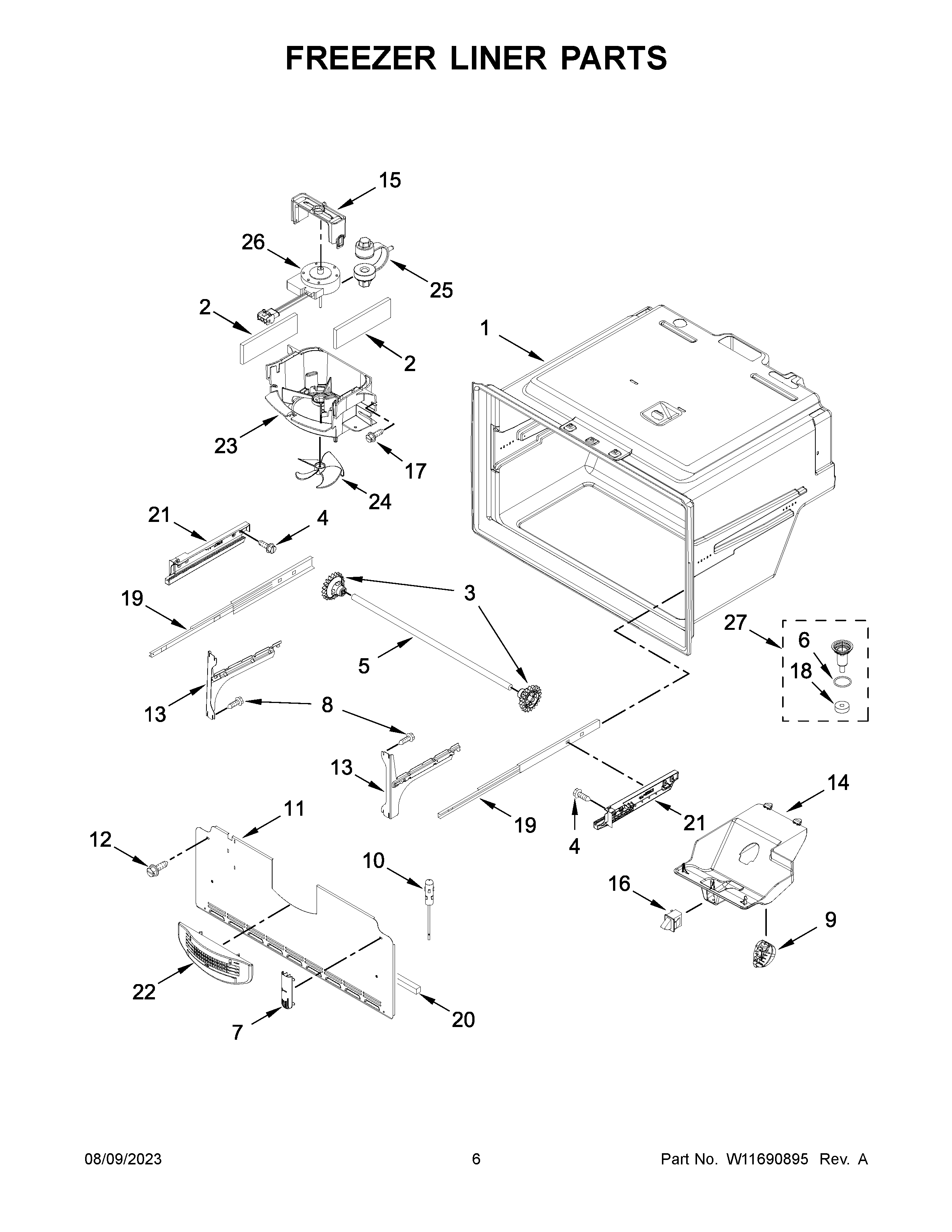 Freezer liner parts