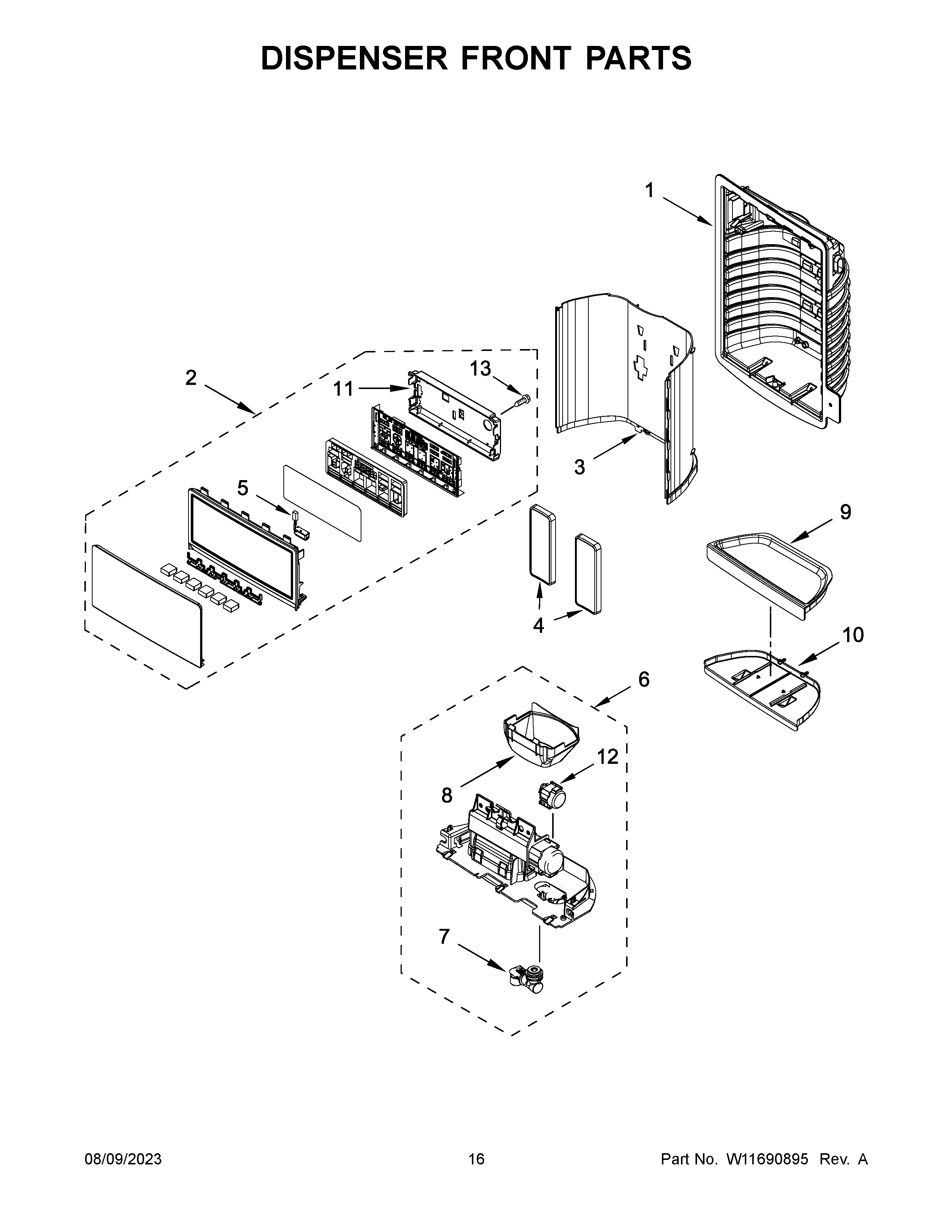Dispenser front parts