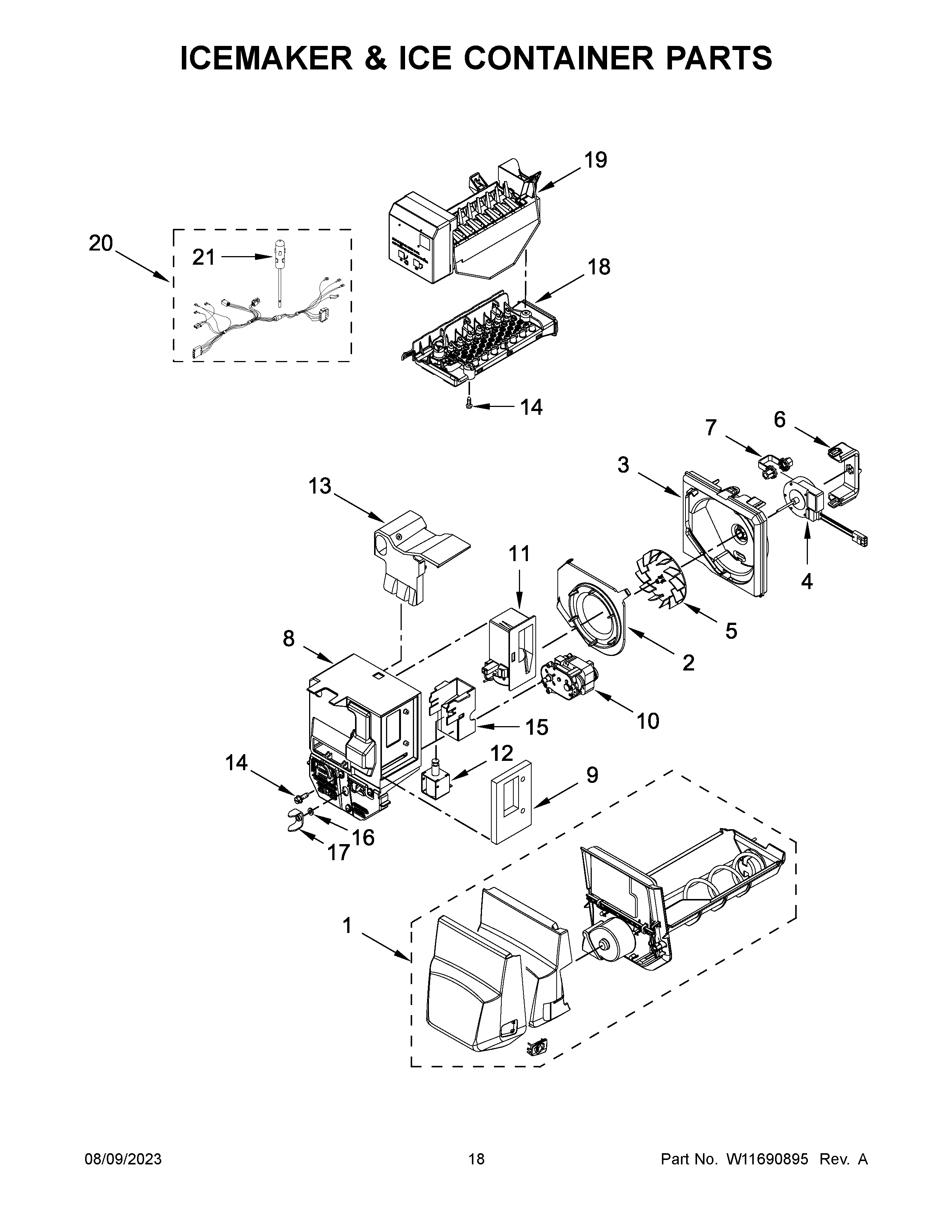 Icemaker & ice container parts
