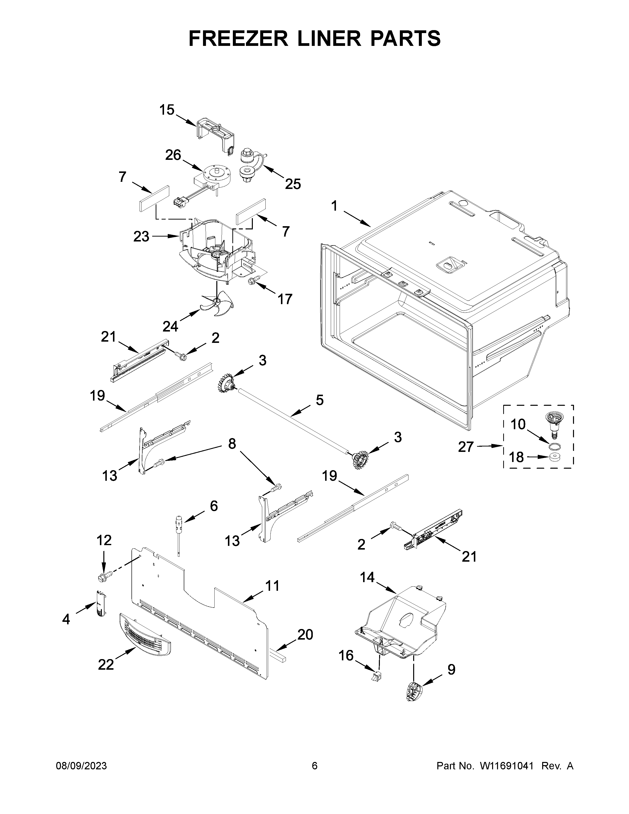 Freezer liner parts