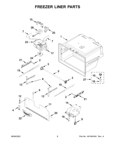 Freezer liner parts