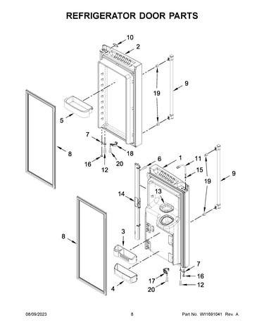 Refrigerator door parts