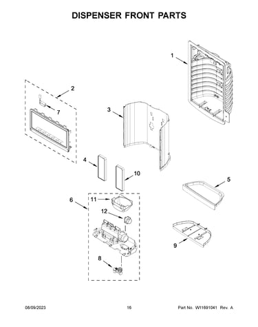 Dispenser front parts