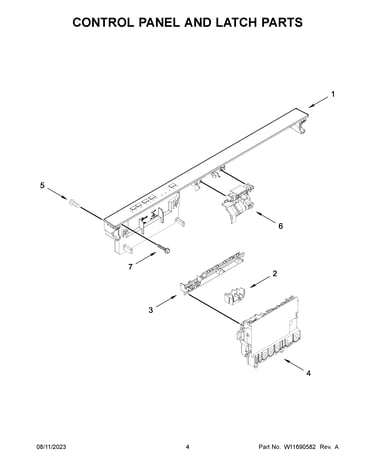 Control panel and latch parts