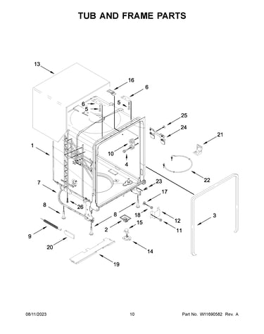Tub and frame parts