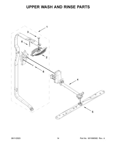 Upper wash and rinse parts