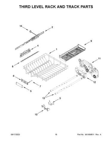 Third level rack and track parts
