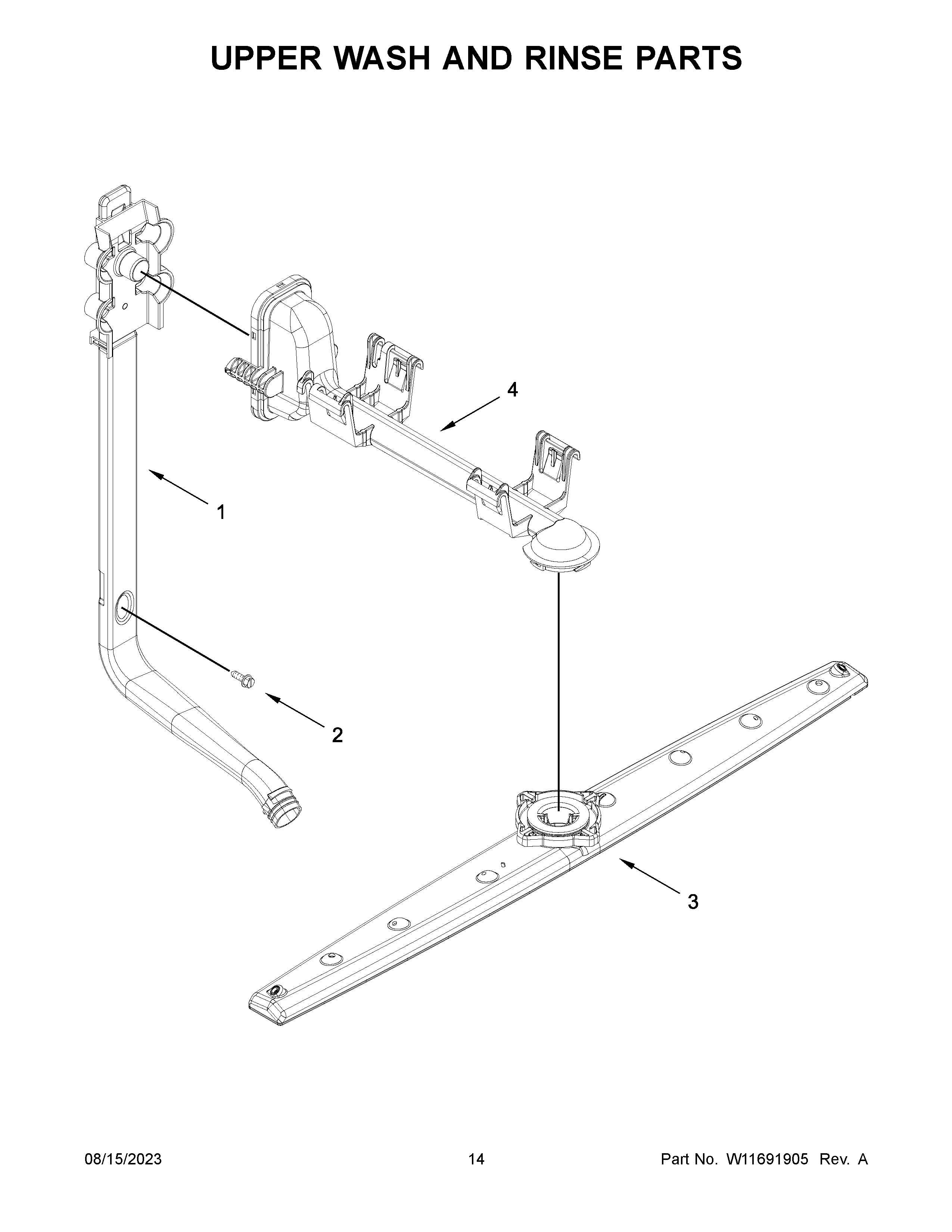 Upper wash and rinse parts