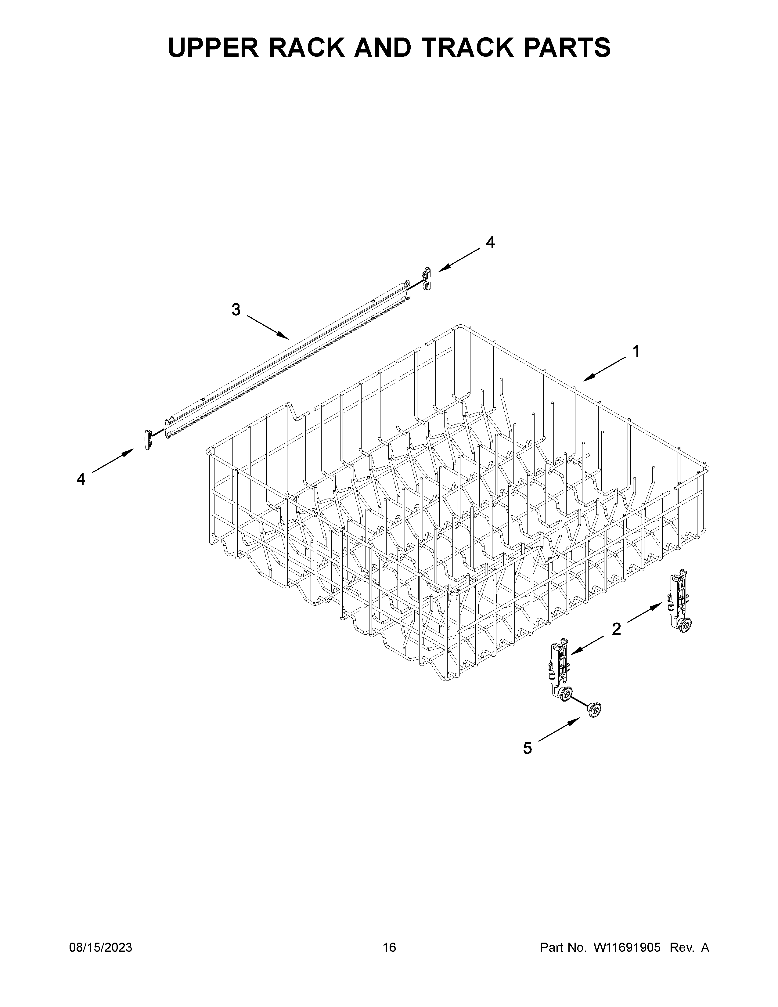 Upper rack and track parts