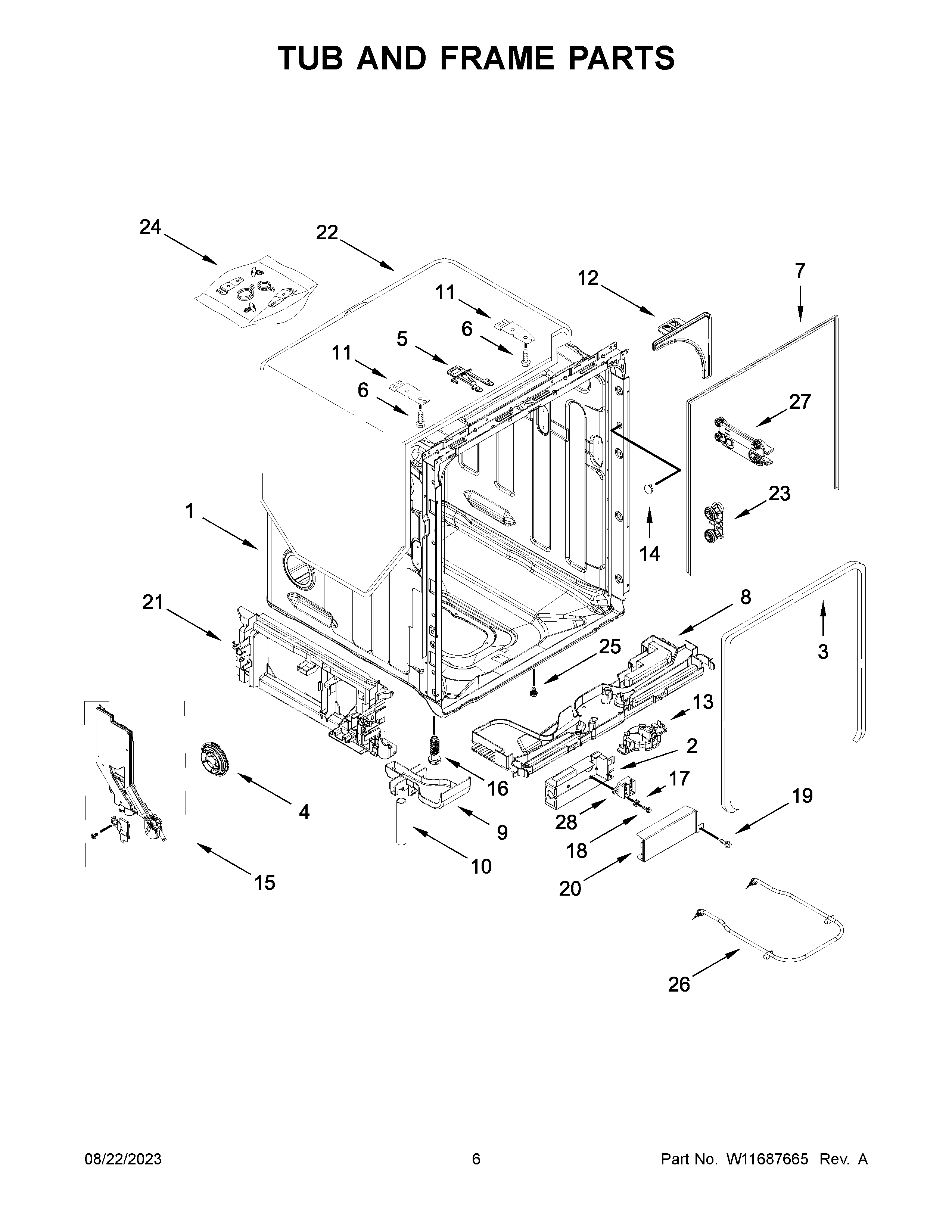 Tub and frame parts