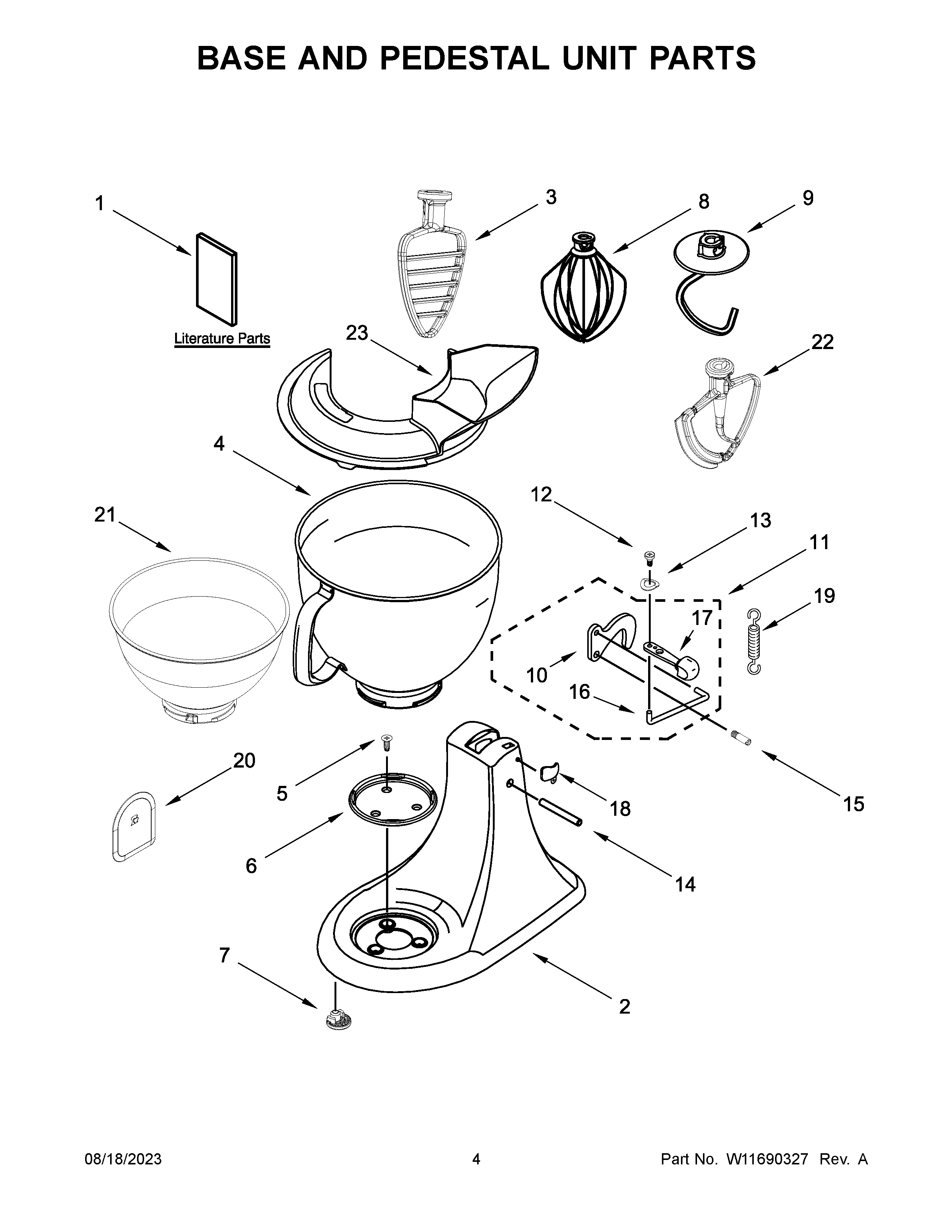 Base and pedestal unit parts