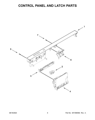 Control panel and latch parts