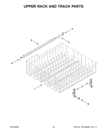 Upper rack and track parts