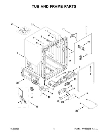Tub and frame parts