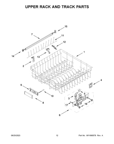 Upper rack and track parts