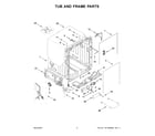 KitchenAid KDFE105PPS0 tub and frame parts diagram