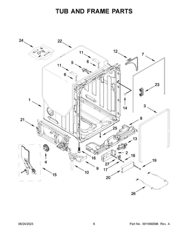 Tub and frame parts