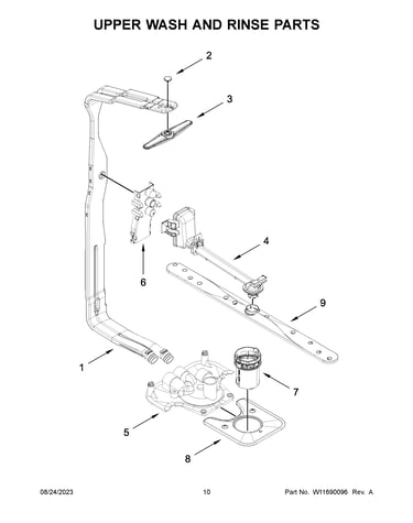 Upper wash and rinse parts