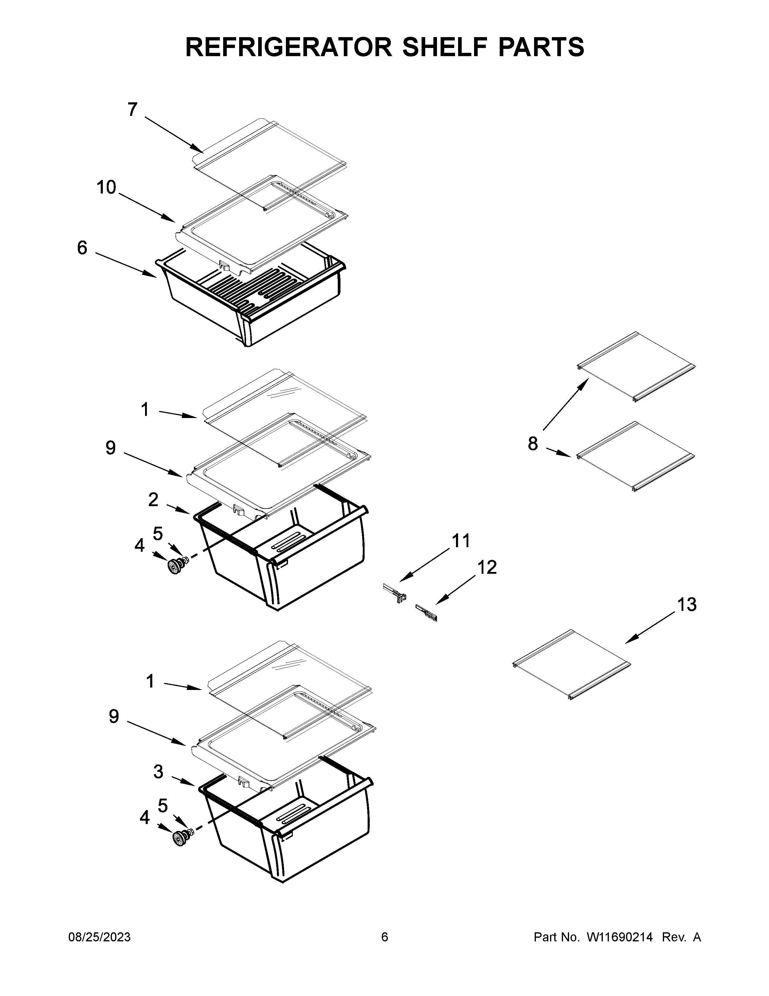 Refrigerator shelf parts