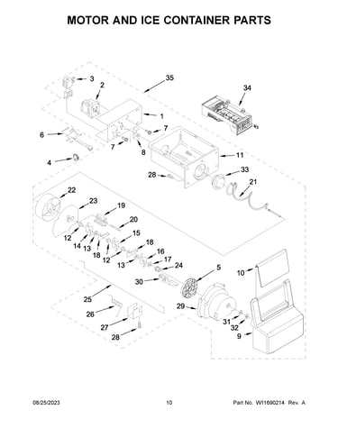 Motor and ice container parts