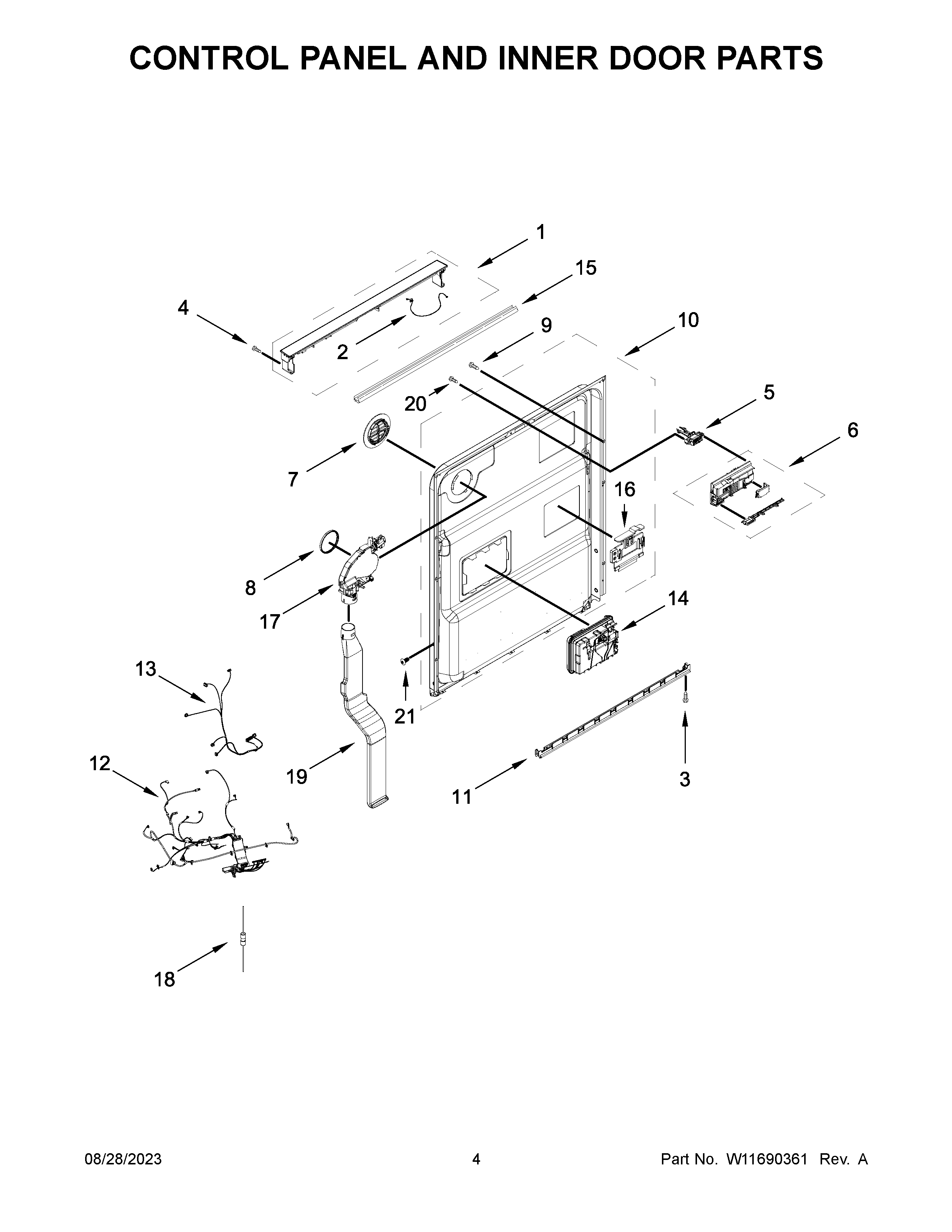 CONTROL PANEL AND INNER DOOR PARTS