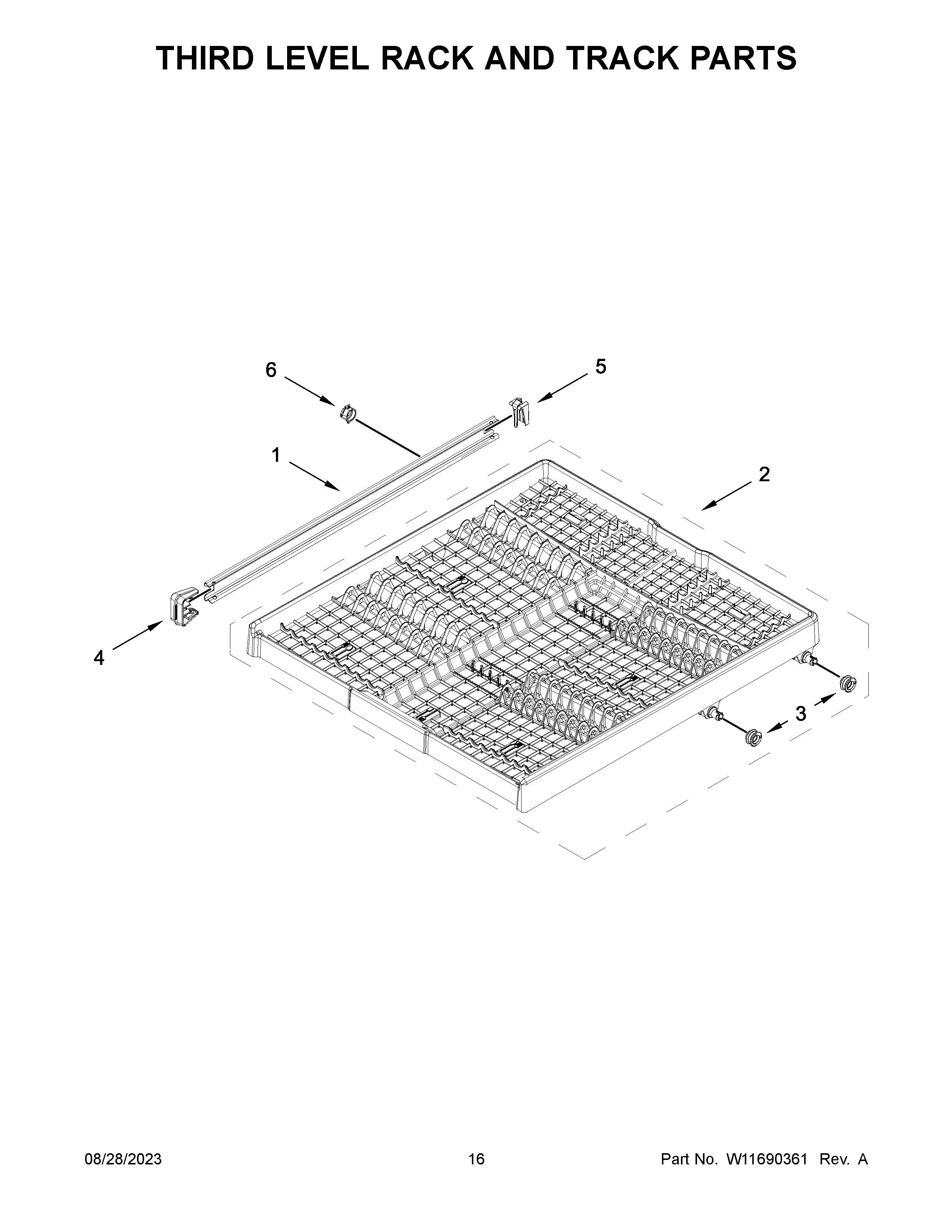 Third level rack and track parts