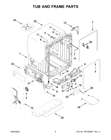 Tub and frame parts