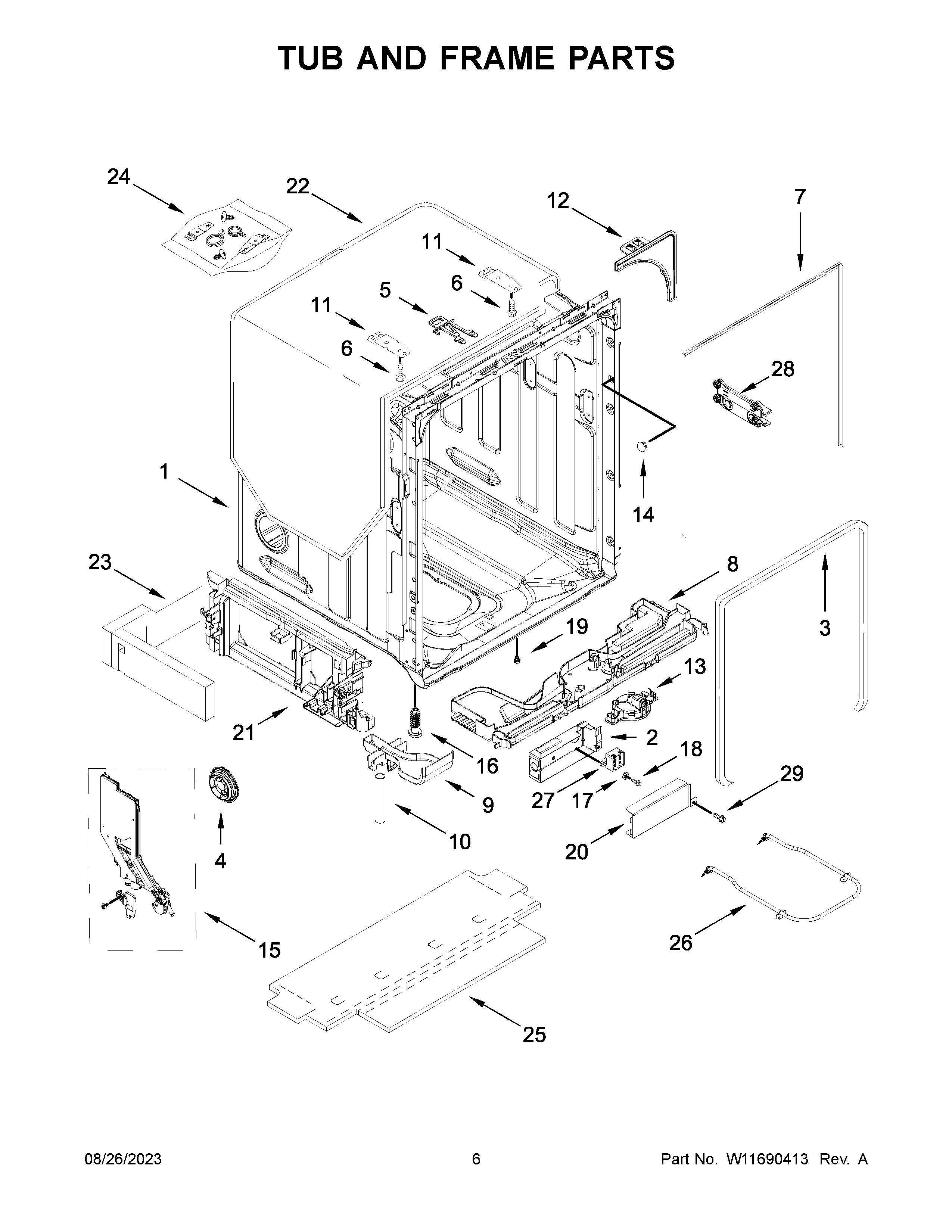 Tub and frame parts