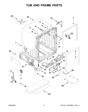 Tub and frame parts
