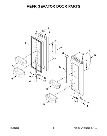 Refrigerator door parts