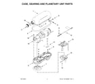 KitchenAid 9KSM5580XWH0 case, gearing and planetary unit parts diagram
