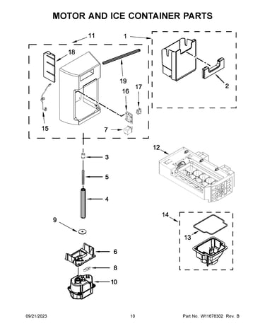 Motor and ice container parts