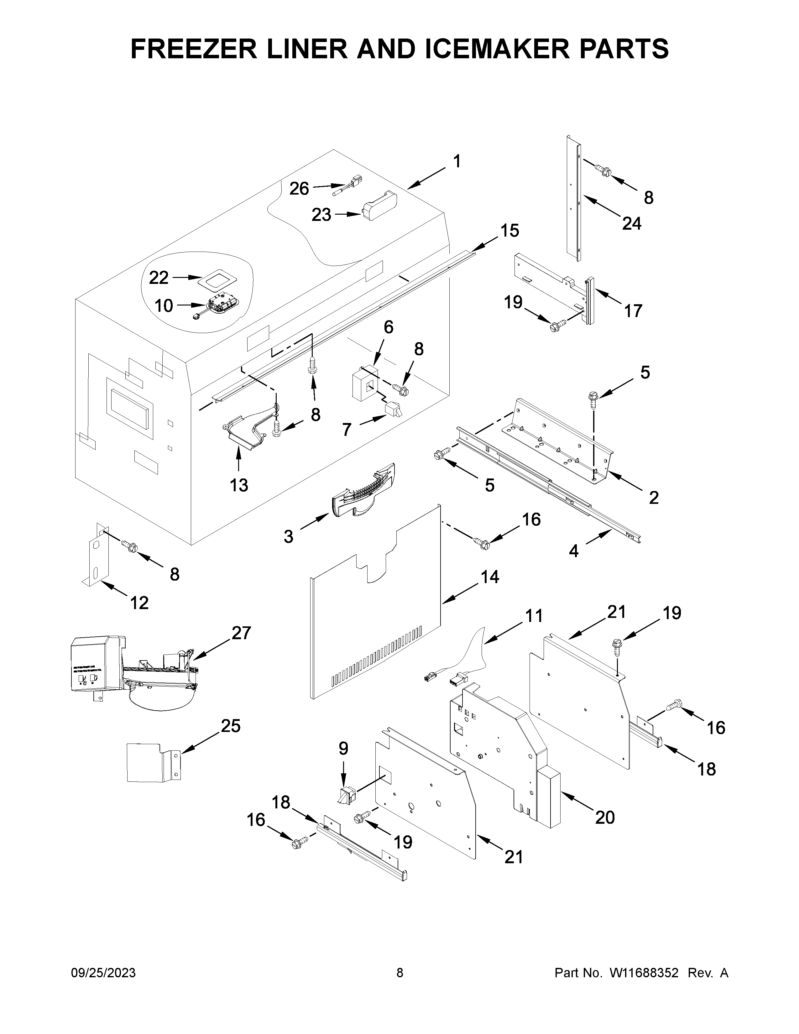 FREEZER LINER AND ICEMAKER PARTS