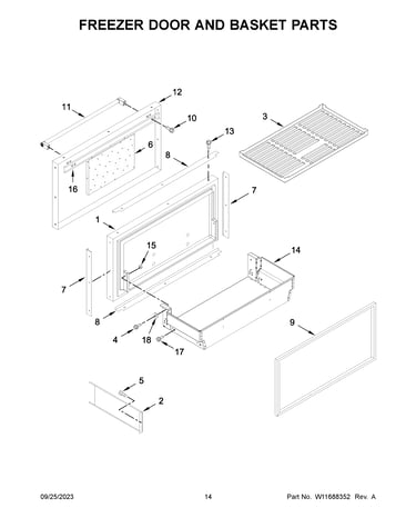 Freezer door and basket parts