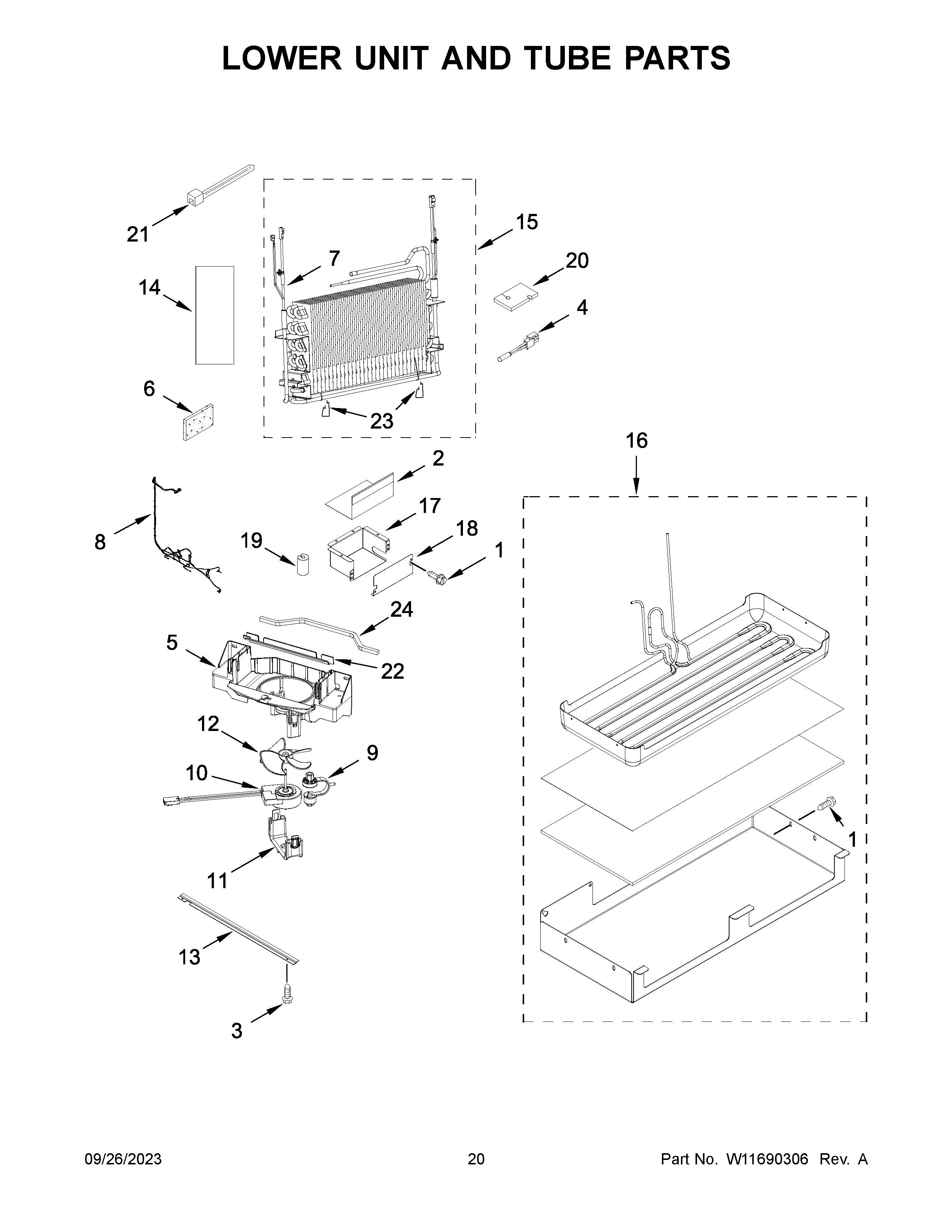 LOWER UNIT AND TUBE PARTS