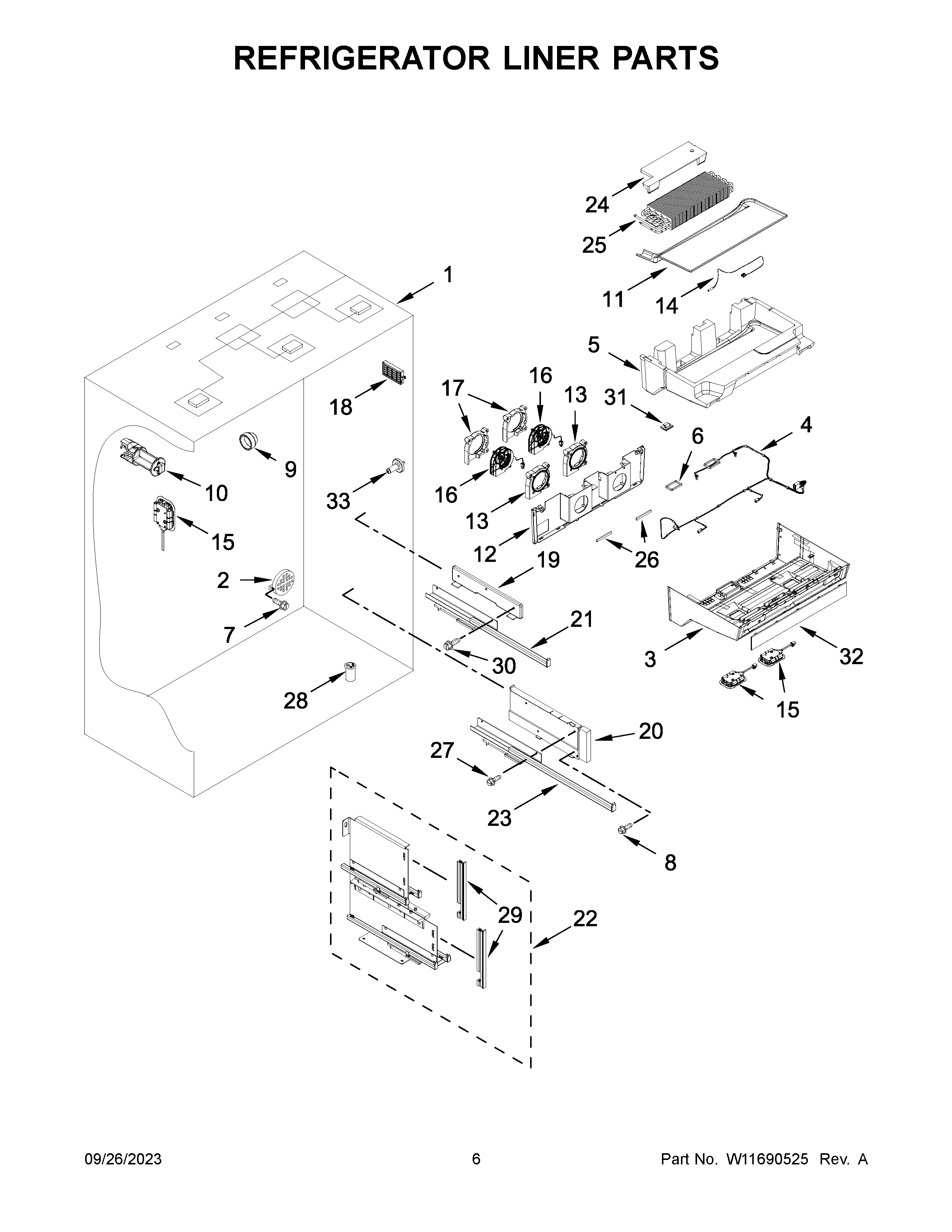 REFRIGERATOR LINER PARTS