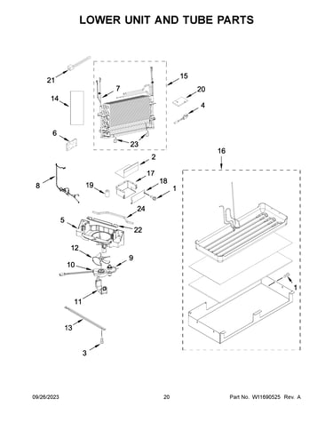 Lower unit and tube parts