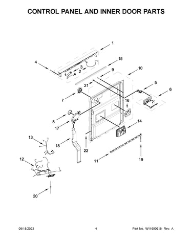 Control panel and inner door parts