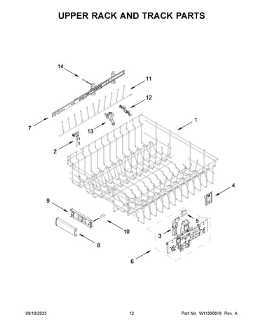 Upper rack and track parts