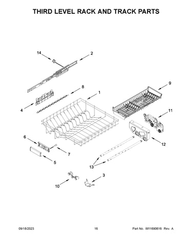 Third level rack and track parts