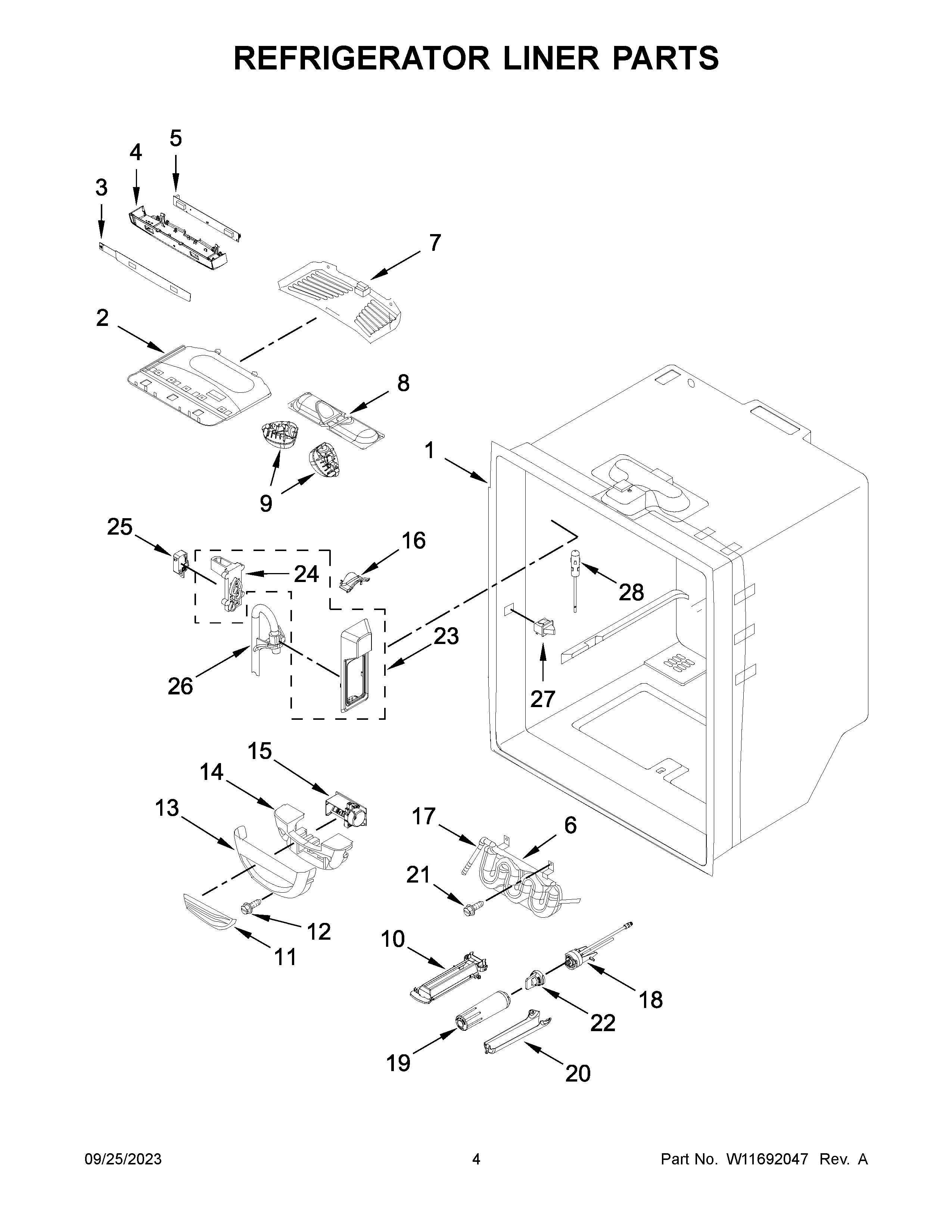 Refrigerator liner parts