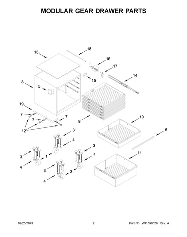 Modular gear drawer parts