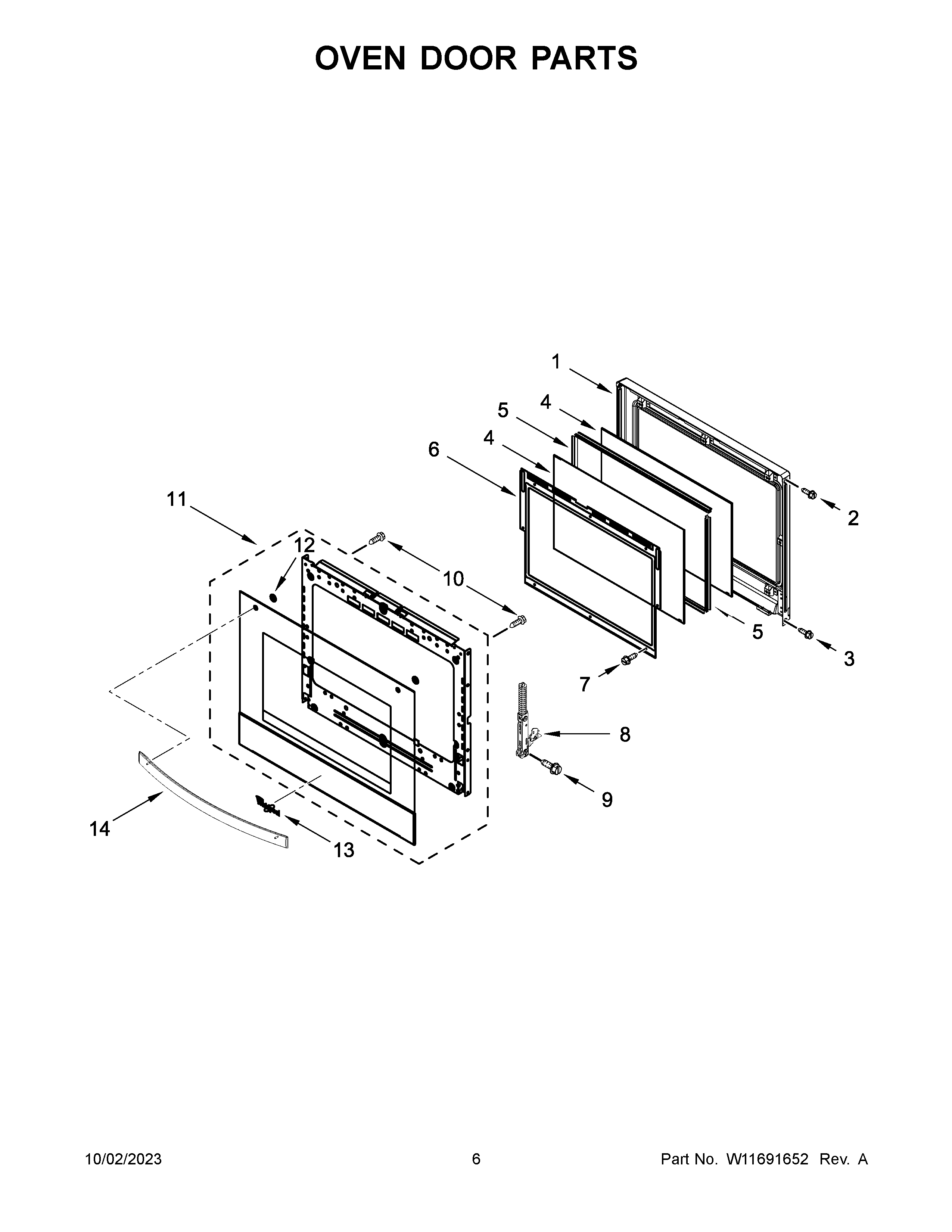 Oven door parts