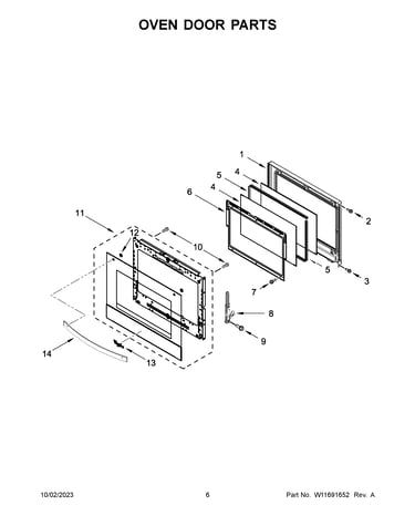 Oven door parts
