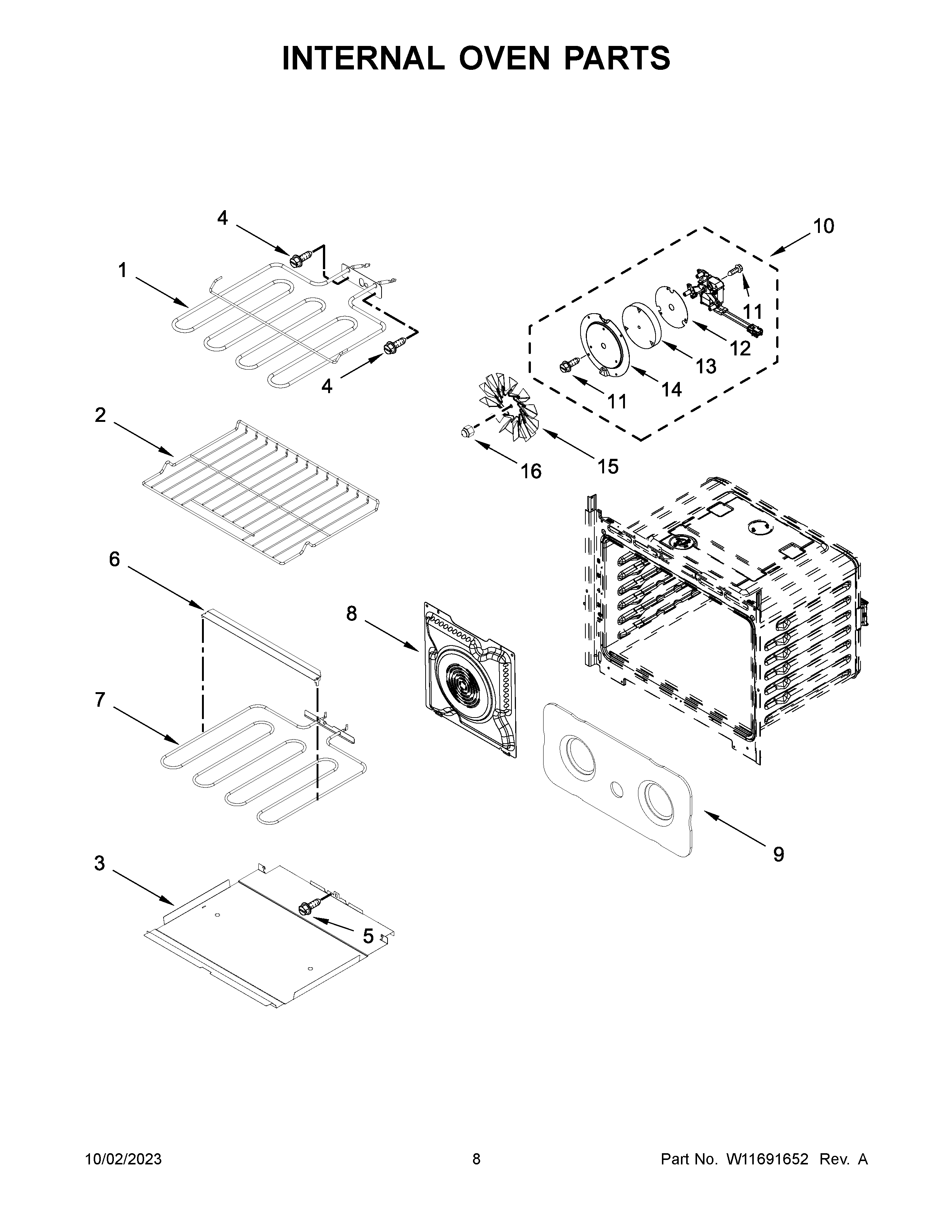 Internal oven parts