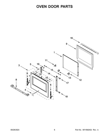 Oven door parts