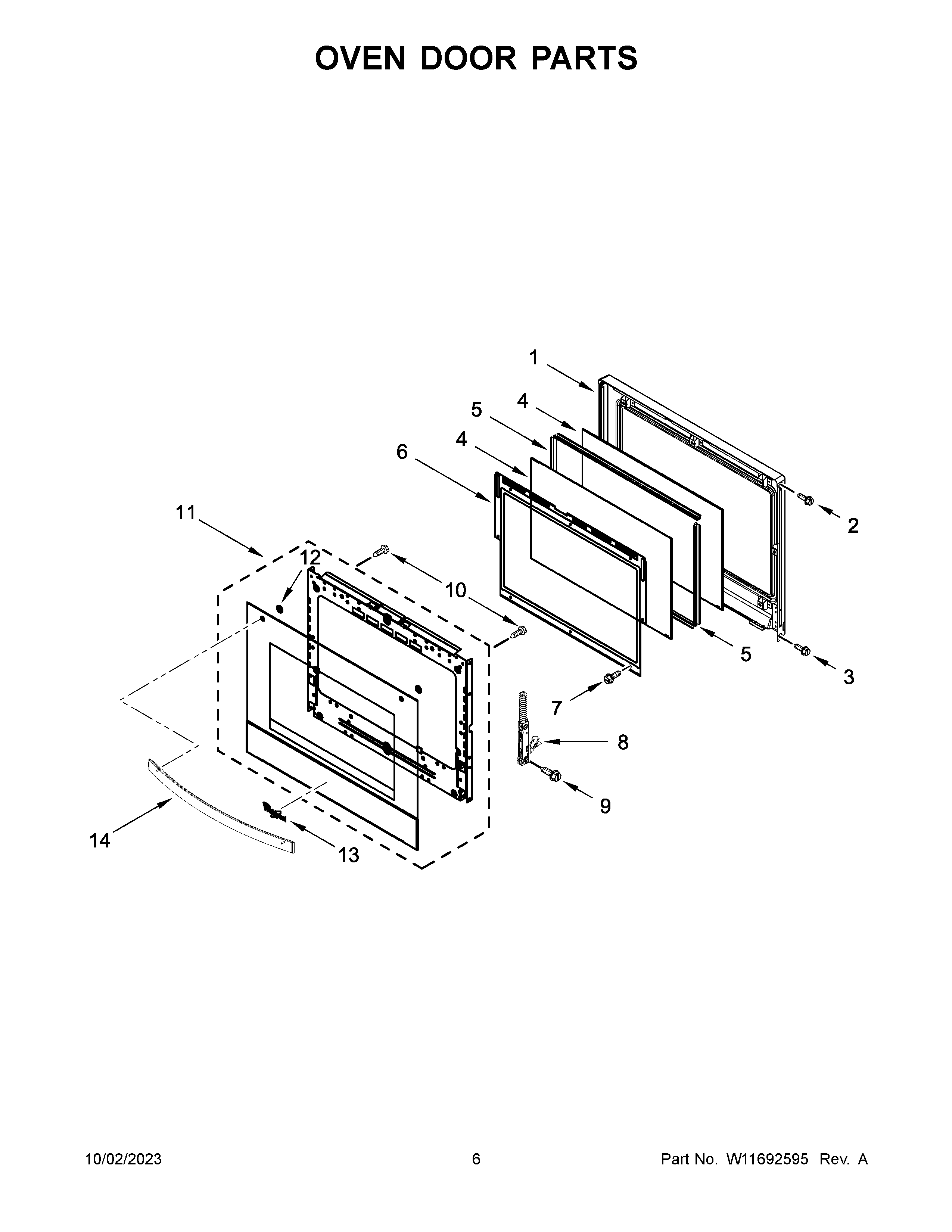 Oven door parts